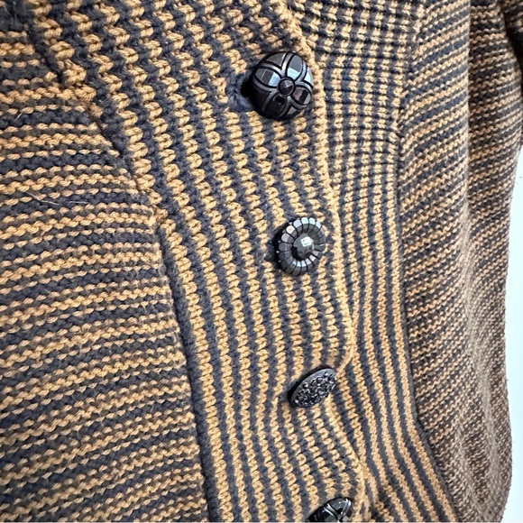 Pure & Co. Striped Button Down Cardigan Brown, S/M - Picture 3 of 13